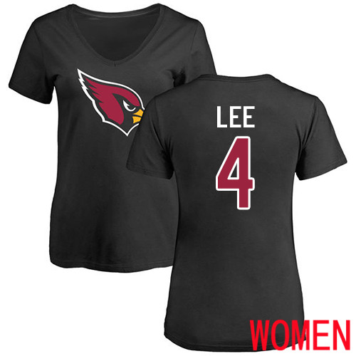 Arizona Cardinals Black Women Andy Lee Name And Number Logo NFL Football #4 T Shirt